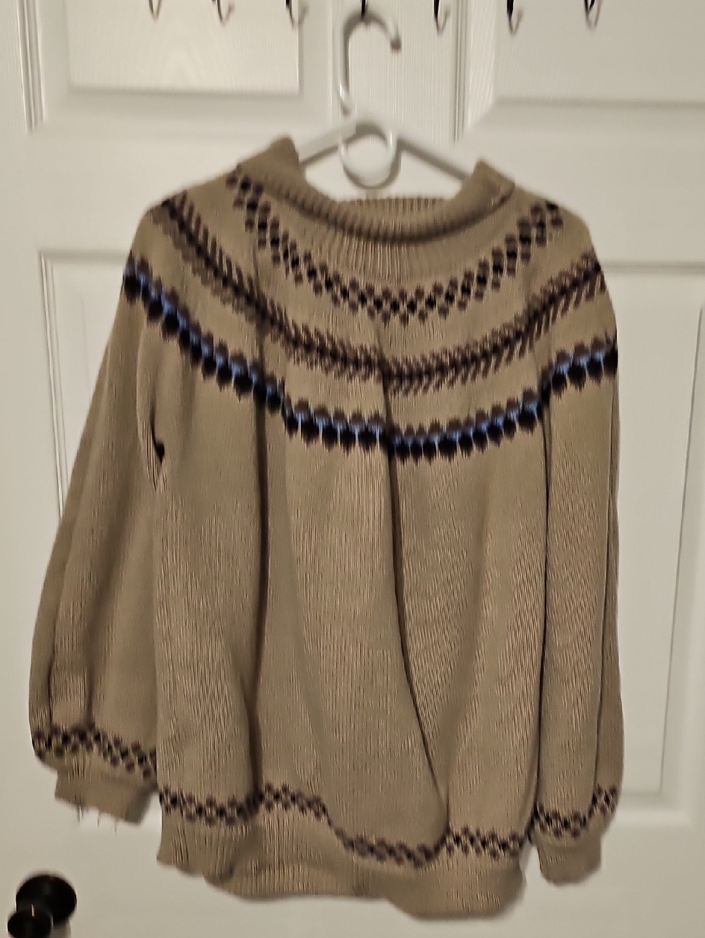 Beige Patterned Yoke Sweater - Women